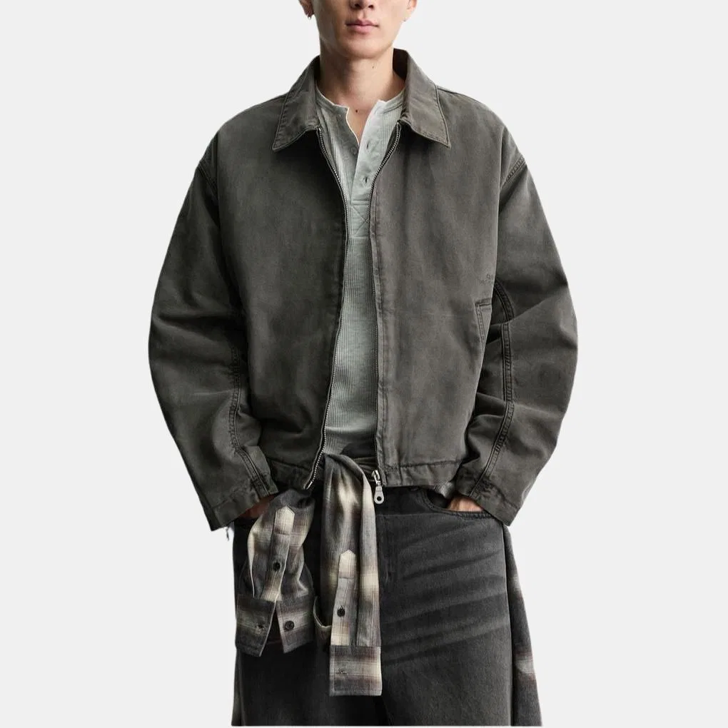 Мужское пальто из твида с отложным воротником ZARA, Khaki — фото 4