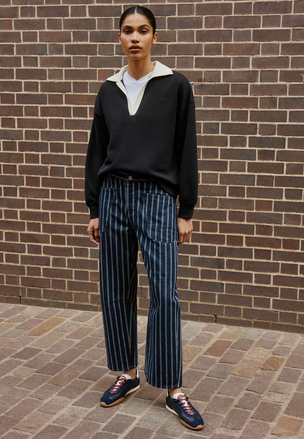 Джинсы прямого кроя с двумя карманами. Джинсы свободного кроя Next, Indigo Blue White Striped