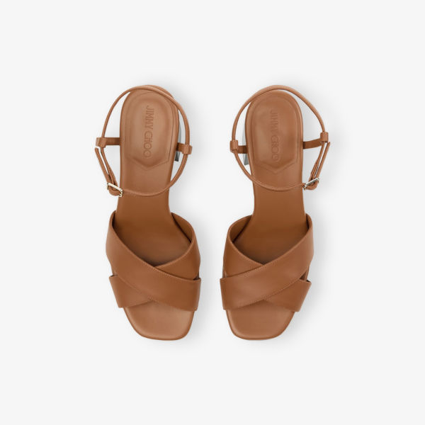 Сандалии на каблуке Jimmy Choo Valla 65 из кожи, коричневый — фото 2
