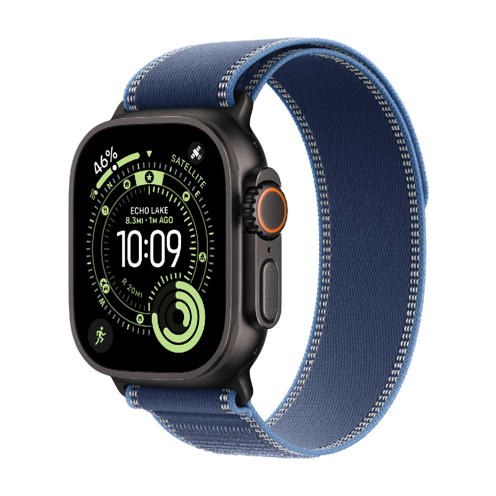 

Умные часы Apple Watch Ultra 3, 49 мм, GPS+Cellular, Black Titanium Case/Blue/Bright Blue Trail Loop S/M Band, Черный, Умные часы Apple Watch Ultra 3, 49 мм, GPS+Cellular, Black Titanium Case/Blue/Bright Blue Trail Loop S/M Band