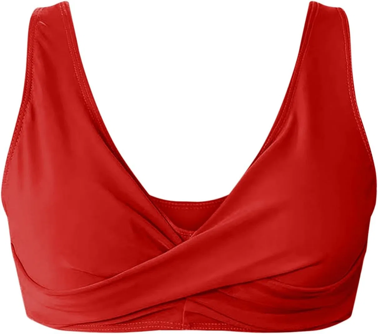 Женский бикини-топ с V-образным вырезом и вставками Push Up, Red — фото 4
