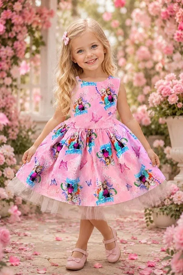 Детское платье для девочек с принтом Character patterned holiday children's dress Abiyekids, Elsa