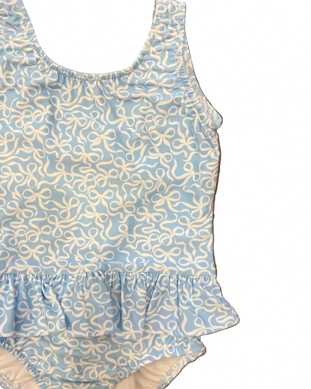 Детский слитный купальник для девочек с оборками и бантами Funtasia too, синий — фото 2