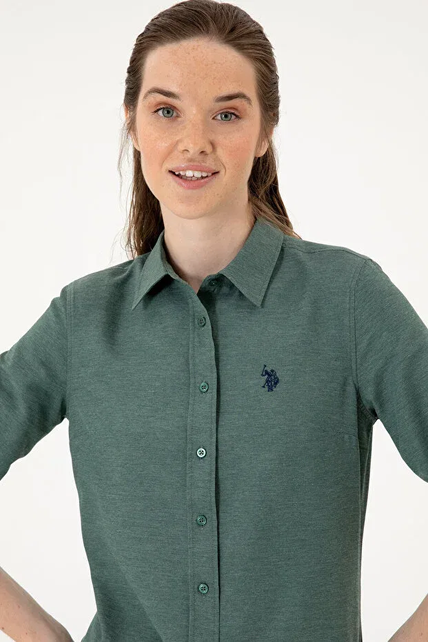 Женская рубашка с длинным рукавом U.S. Polo Assn., Dark Green — фото 2