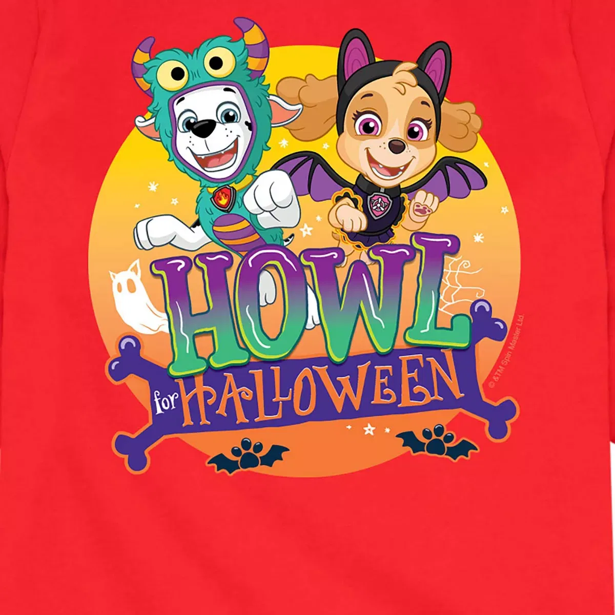 Детская футболка с длинным рукавом с принтом Howl For Halloween PAW Patrol, Red — фото 2