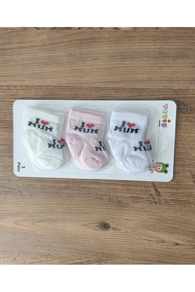 Детский комплект носочков для девочек хлопковый i love mum printed soft baby socks Bambik, Multicolor