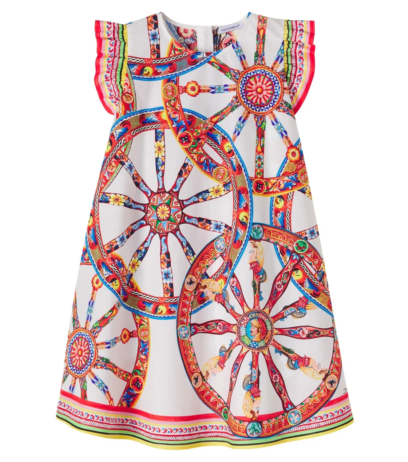 Платье хлопковое с рюшами Carretto Dolce&Gabbana Kids, белый