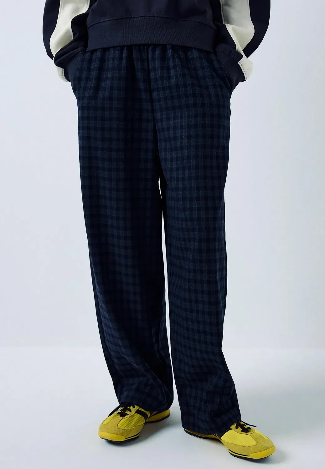 Брюки с закругленными штанинами и ворсом Next, Navy Blue Check