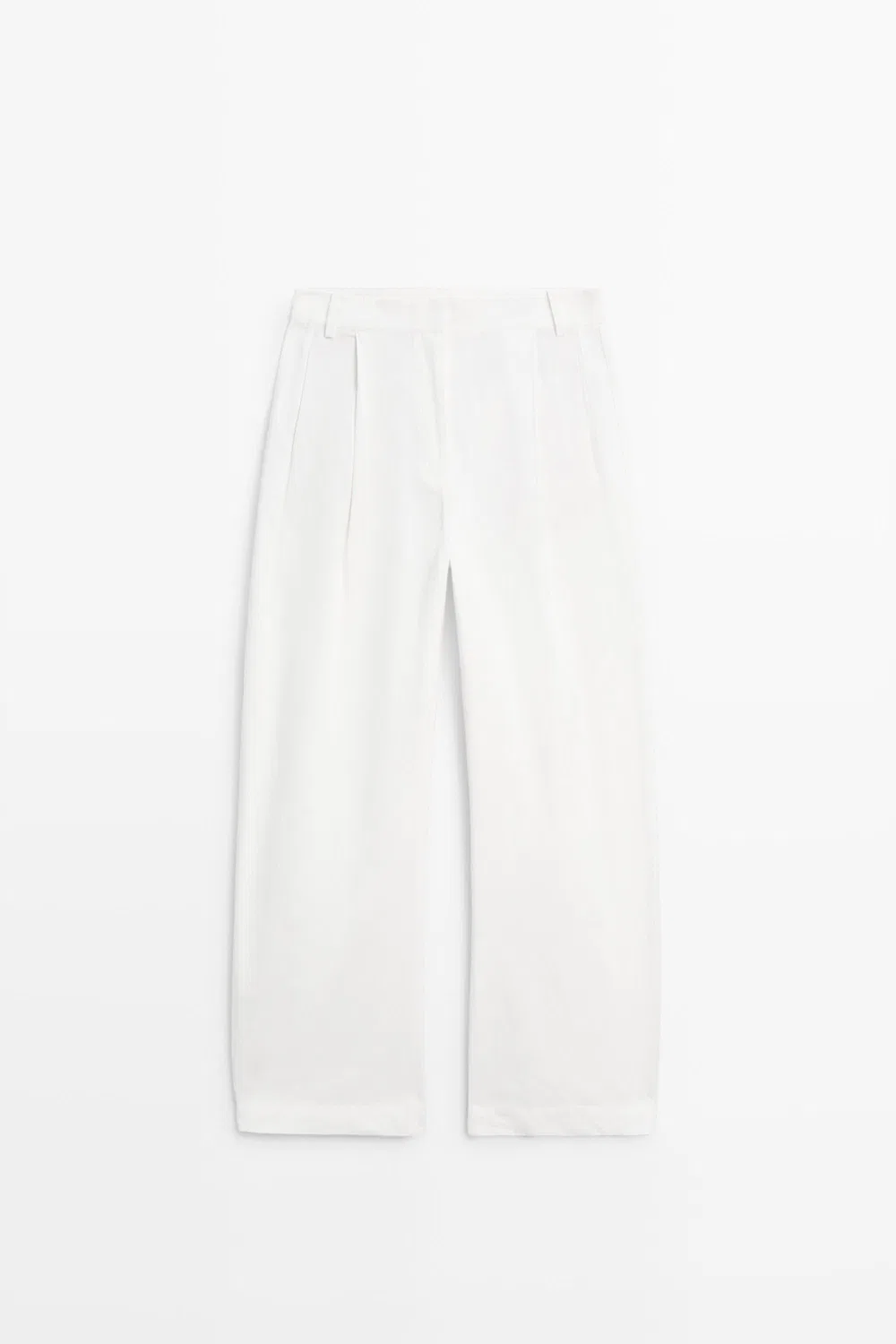 Брюки Massimo Dutti Flowing Barrel Fit, белый — фото 2
