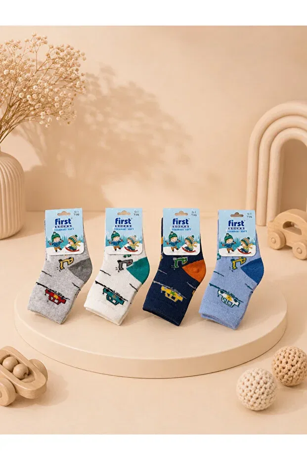 Детские носки для новорожденных махровые 12 шт. First Socks, Multicolor