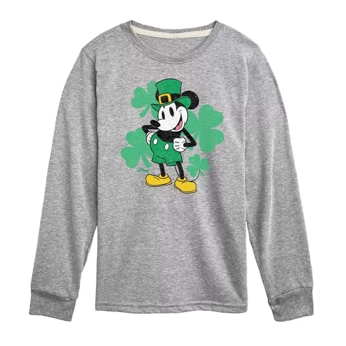 Детская футболка с длинным рукавом с принтом Leprechaun Mickey Disney, Athletic Heather