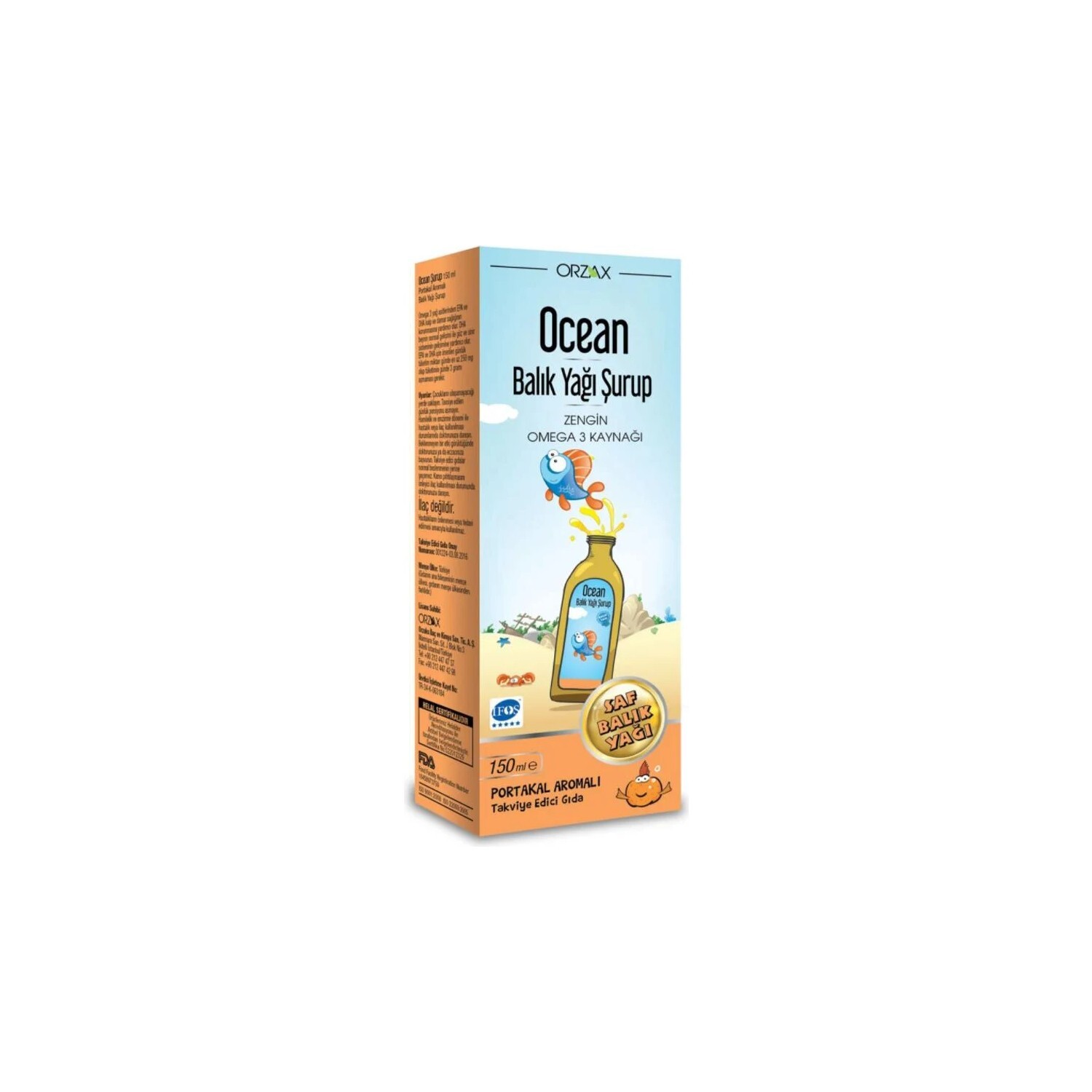 

Сироп с рыбьим жиром Ocean со вкусом апельсина, 150 мл