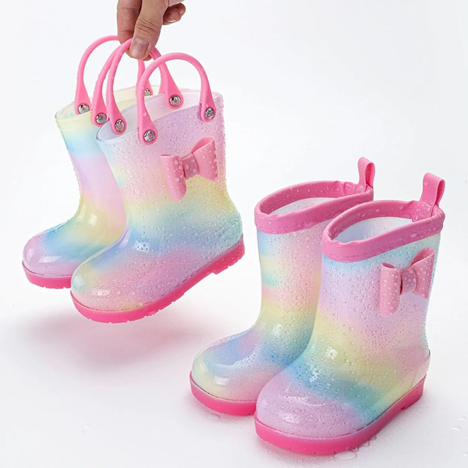 Детские резиновые сапоги для девочек с пастельным градиентом, модель Glossy Pastel Gradient, бренд, Pink — фото 3