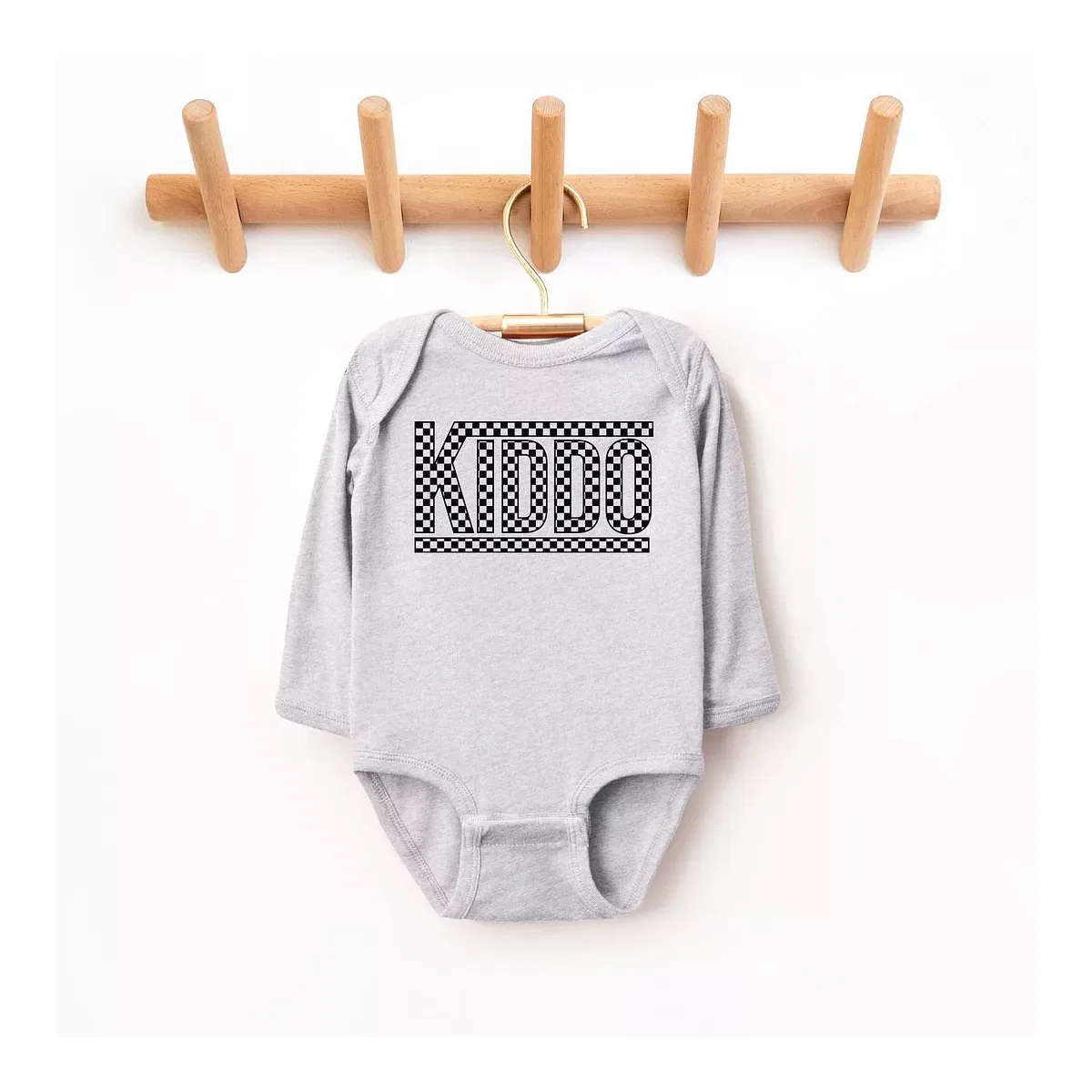 Детский боди с длинным рукавом Kiddo Checkered The Juniper Shop, Heather Grey
