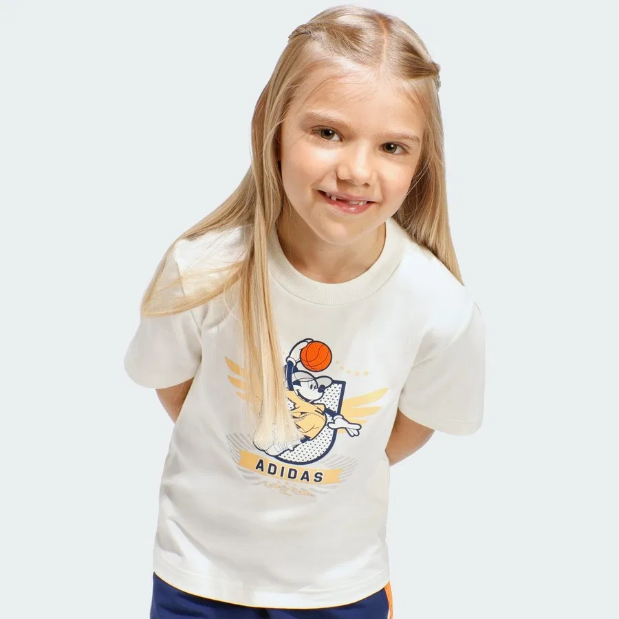 Комплект из футболки и шорт с принтом Mickey Mouse Sportswear JZ3559 adidas, Белый — фото 4