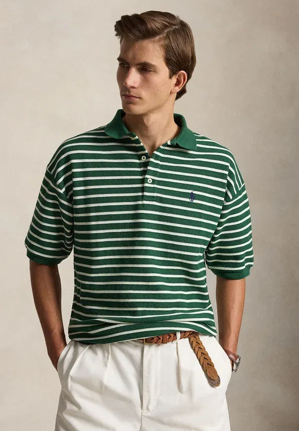Поло свободного кроя с полосатым рисунком Relaxed fit striped textured polo shirt, Polo Ralph Lauren, New Forest, Nevis