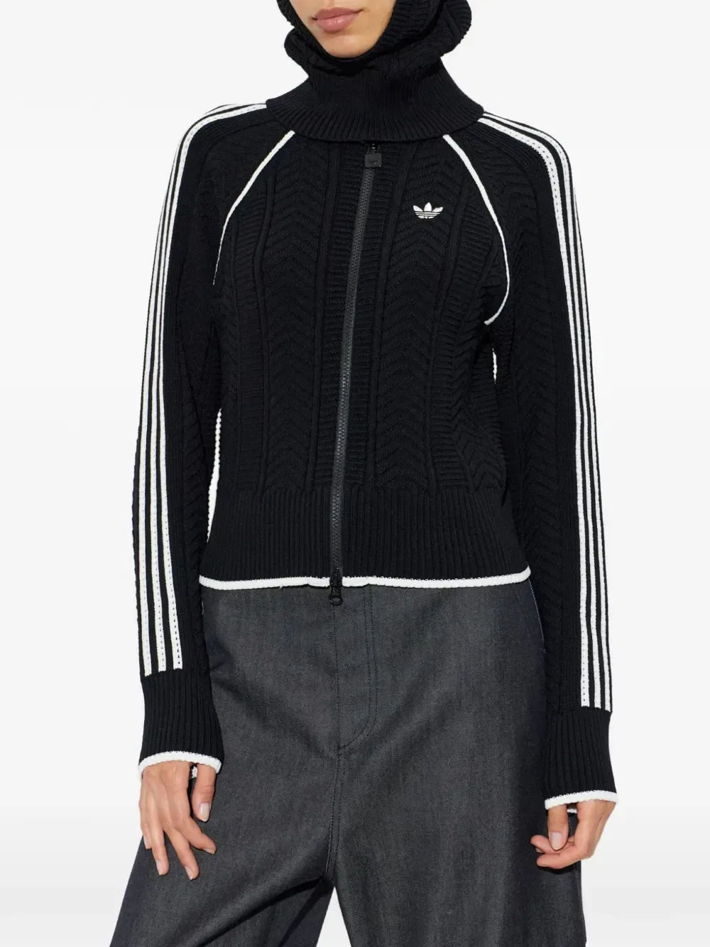 Кардиган со съемным капюшоном Adidas, черный — фото 3