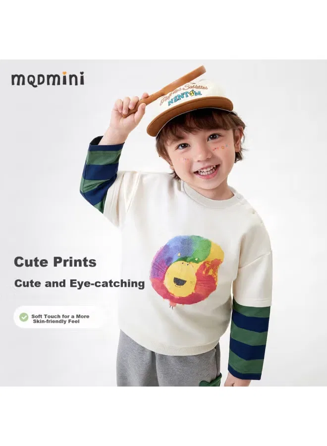Свитшот с длинным рукавом с принтом слоненка Sanbao Mqdmini, белый — фото 2