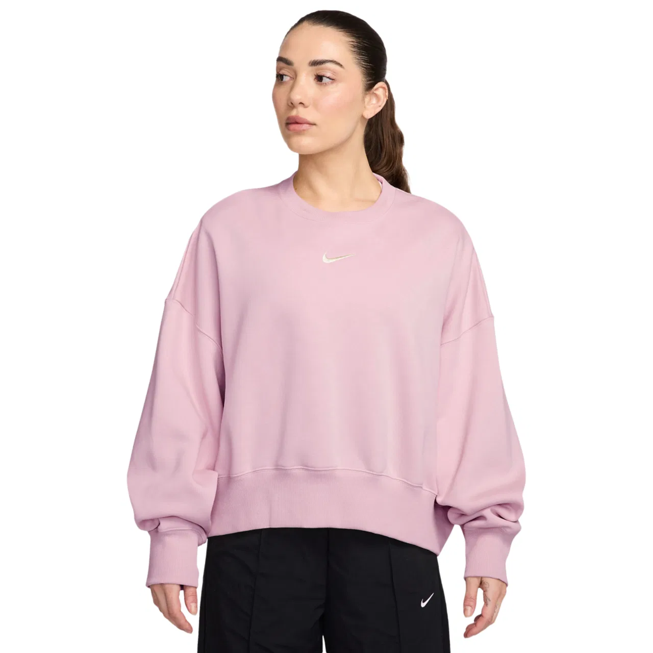 Женская флисовая кофта Nike NSW Style Fleece Crew, цвет Sail/Pink Foam