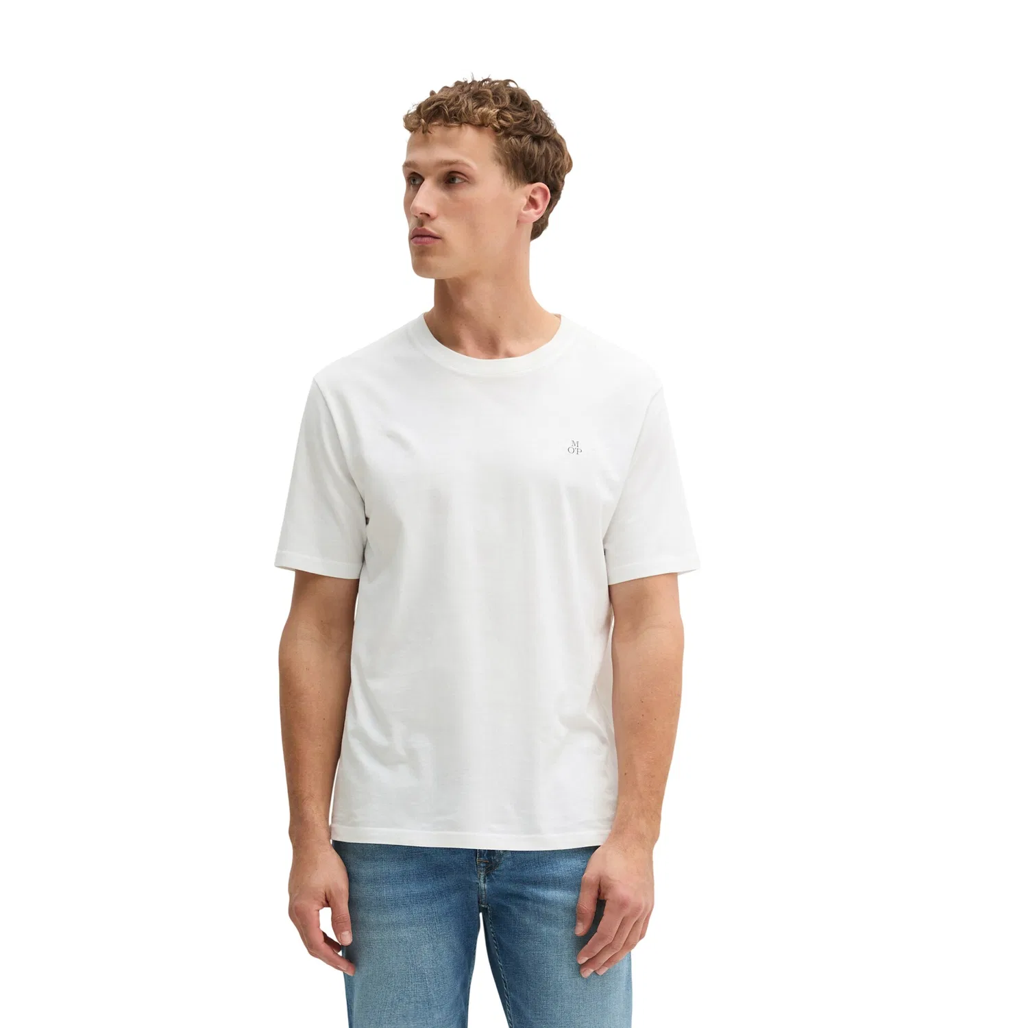 Детская хлопковая футболка с круглым вырезом Marc O'Polo, White