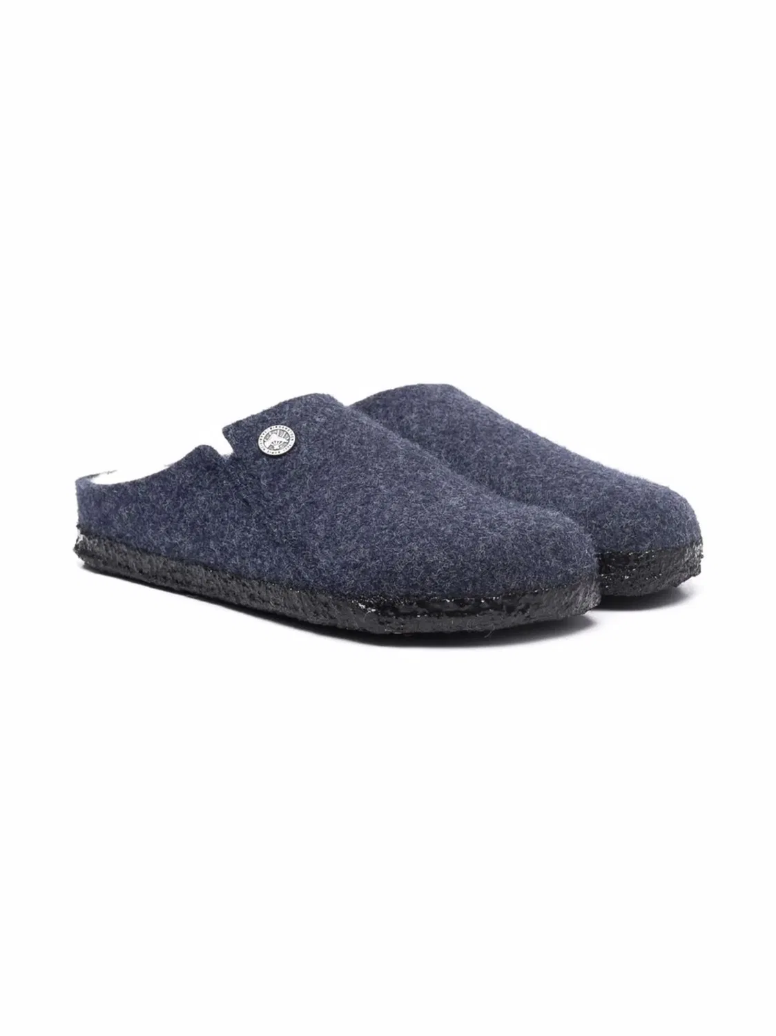 Тапочки с меховой подкладкой и логотипом Birkenstock, темно-синий