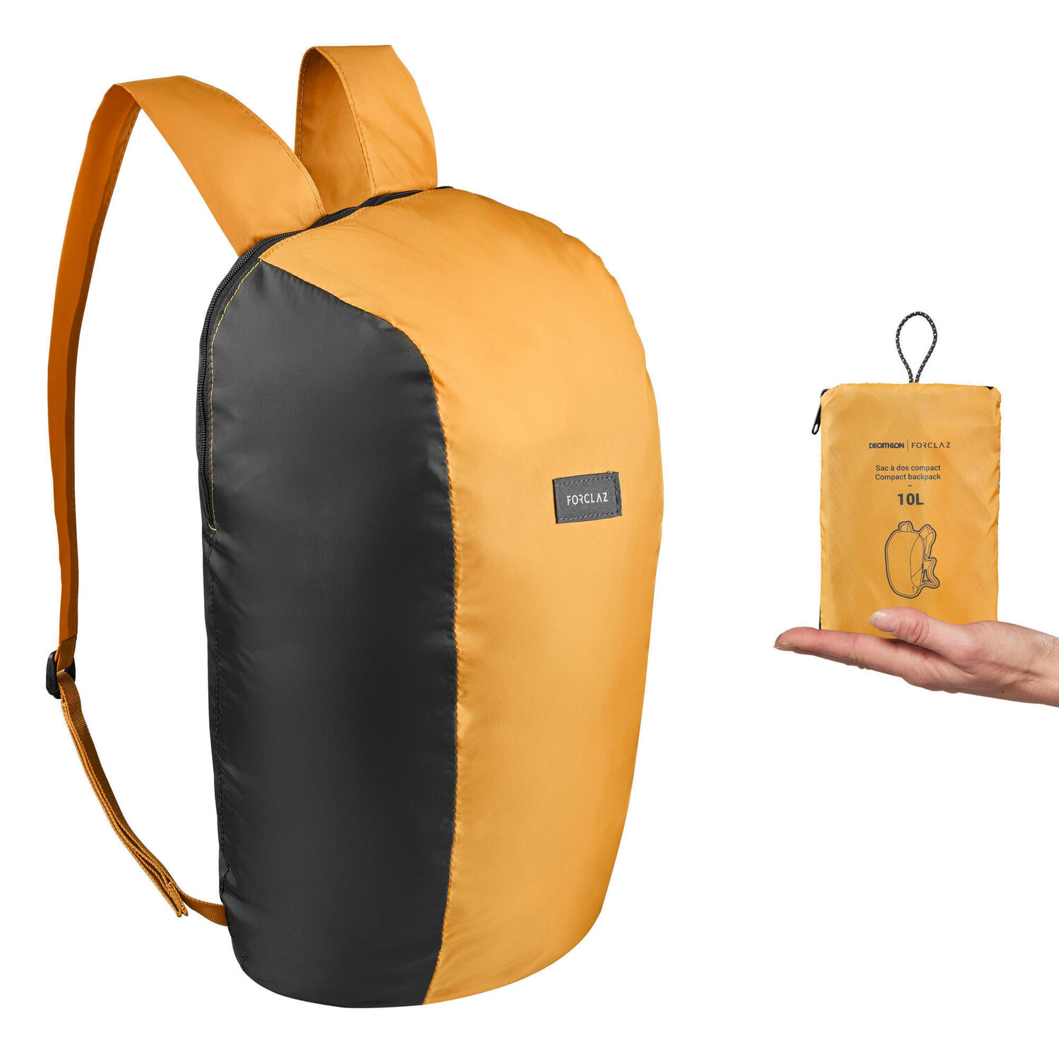 

Рюкзак туристический Forclaz Travel Compact 10 л, желтый/черный