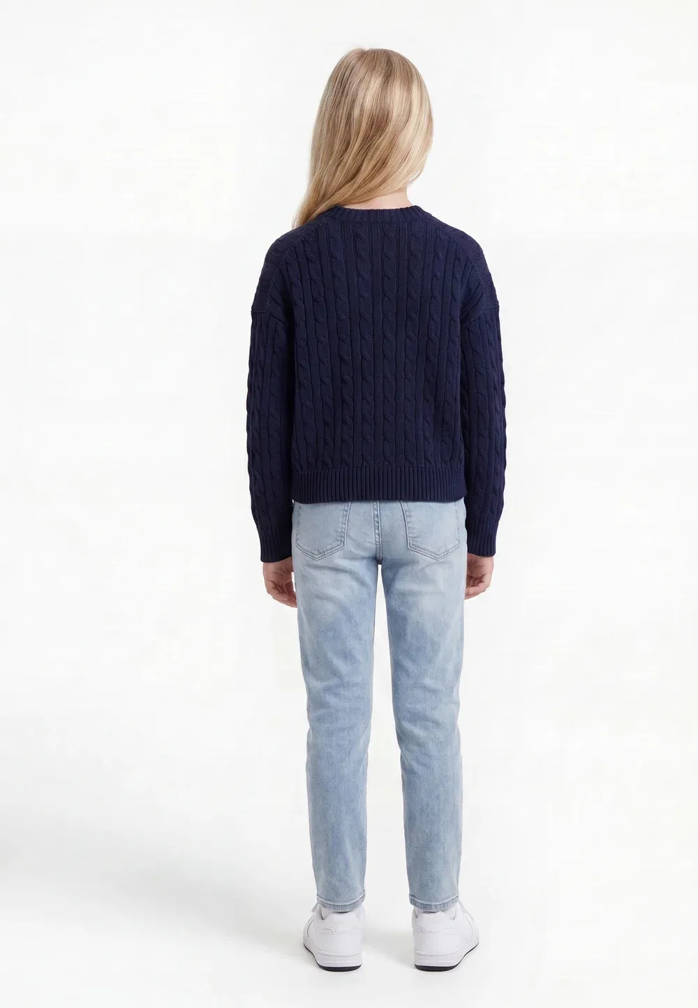 Хлопковый свитер крупной вязки с V-образным вырезом, размер 7-14 лет Polo Ralph Lauren, Navy — фото 2