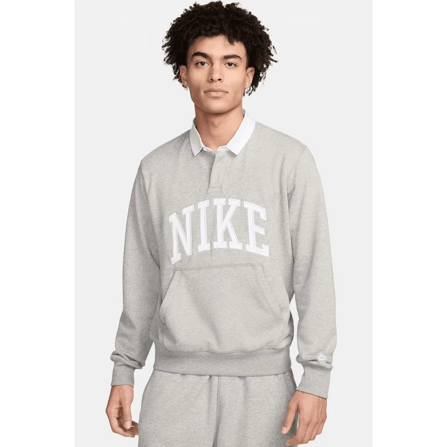 Мужской свитшот из флиса с длинным рукавом и принтом Nike Club Fleece, Серый