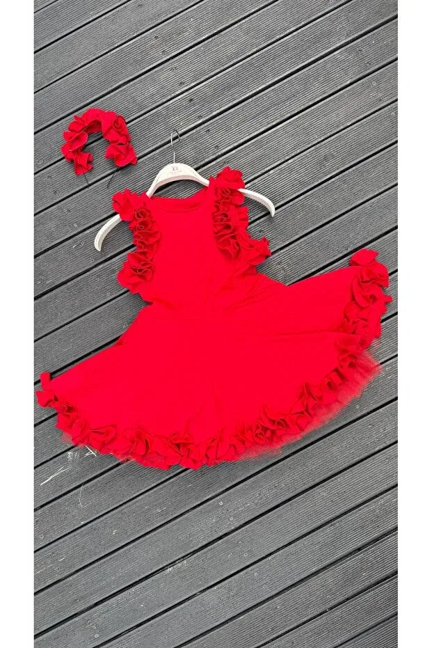 Детское платье для девочек хлопковое Red Poppy Dress Anne Kız Tasarım, Red
