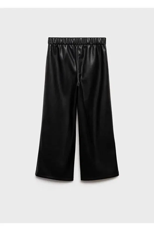 Детские брюки для девочек широкие с вышивкой Mango Kids, Black — фото 3