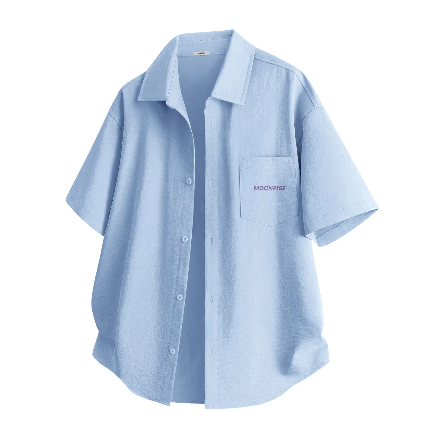 Детская рубашка с отложным воротником MINISO, Ice Silk Cooling Light Blue (Mb Purple Rhythm Chest Logo)