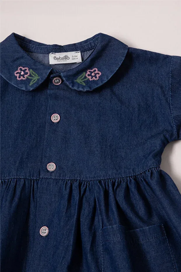 Детское платье для девочек с длинным рукавом Tencel dress Bebetto, Navy Blue — фото 3