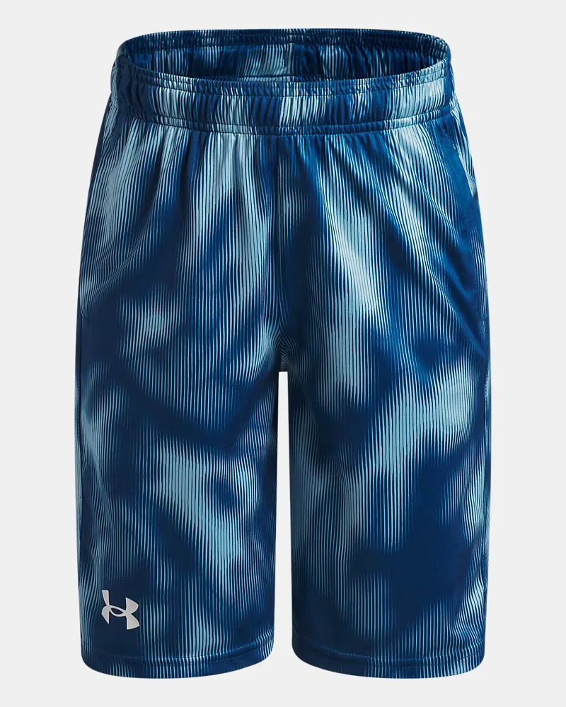 Шорты для мальчиков с внутренним швом 23 см, быстросохнущие, UA Velocity Printed UnderArmour, Varsity Blue/White