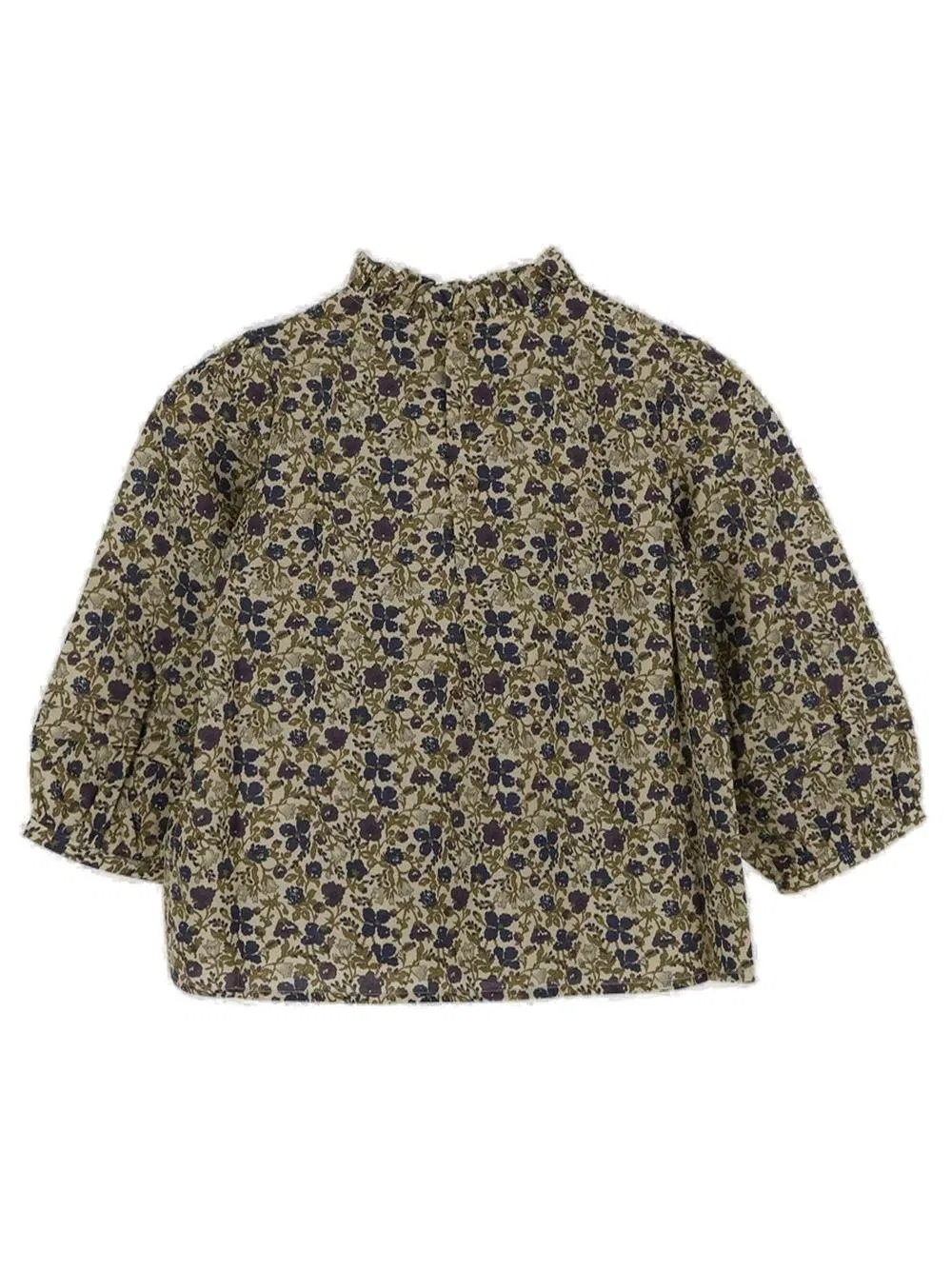 Блуза с длинным рукавом Tess Floral Print Ruffled-Trim Bonpoint, Beige — фото 2