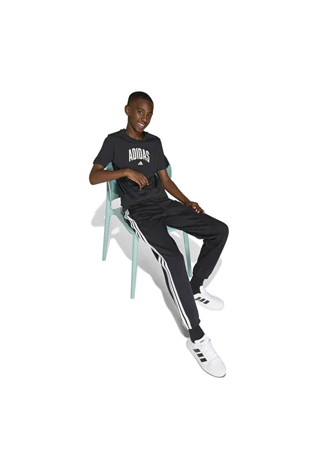 Детская хлопковое футболка с принтом Collegiate graphic Adidas, Черный — фото 4
