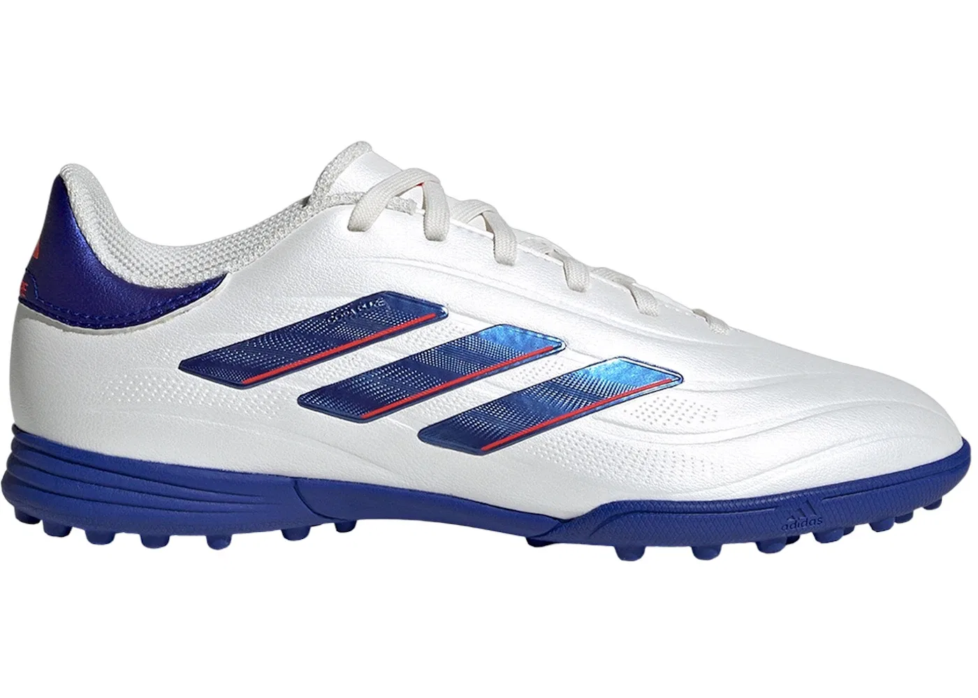 Детские бутсы для футбола с покрытием Turf Adidas Copa Pure 2 League, Cloud White Lucid Blue Solar Red