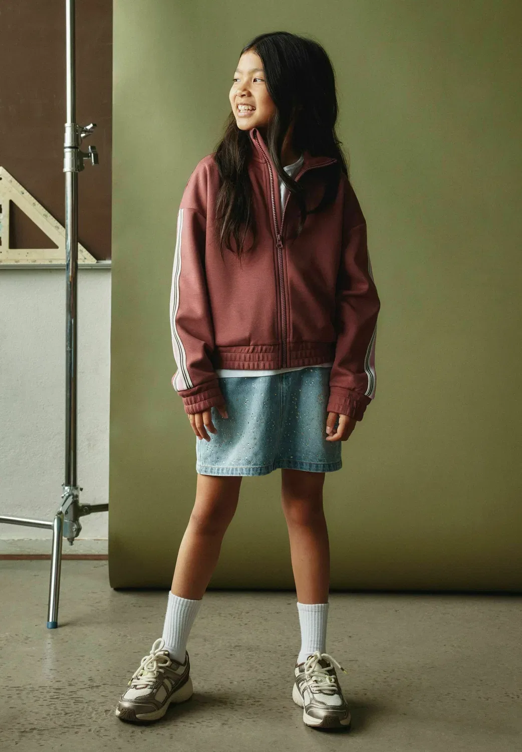 Юбка из джинсовой ткани со стразами - юбка А-силуэта Name It, Light Blue Denim