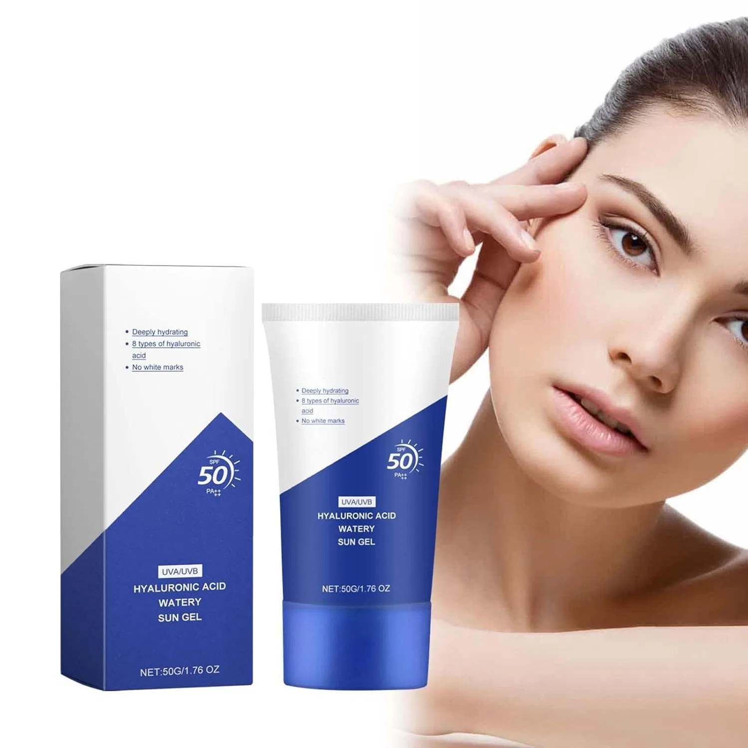 Солнцезащитный гель SPF50+ с гиалуроновой кислотой, 90 мл, Blue Generisch — фото 2