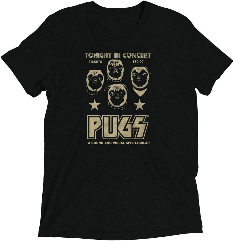 Мужская футболка с принтом Pugs Rock Band 3413 Unisex, Black