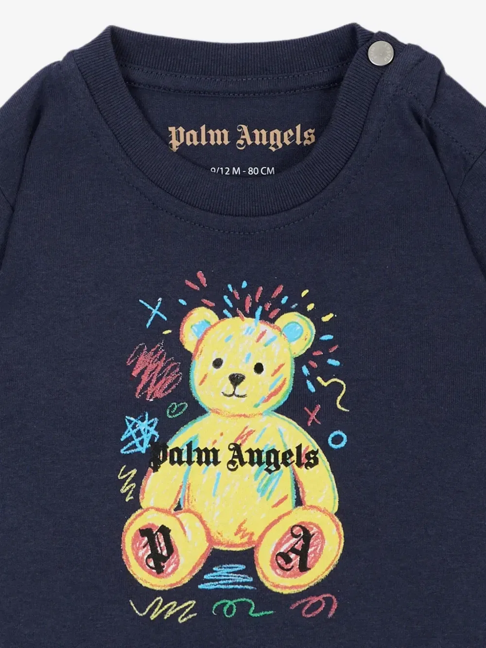 Футболка с принтом медведя Palm Angels Kids, синий — фото 3
