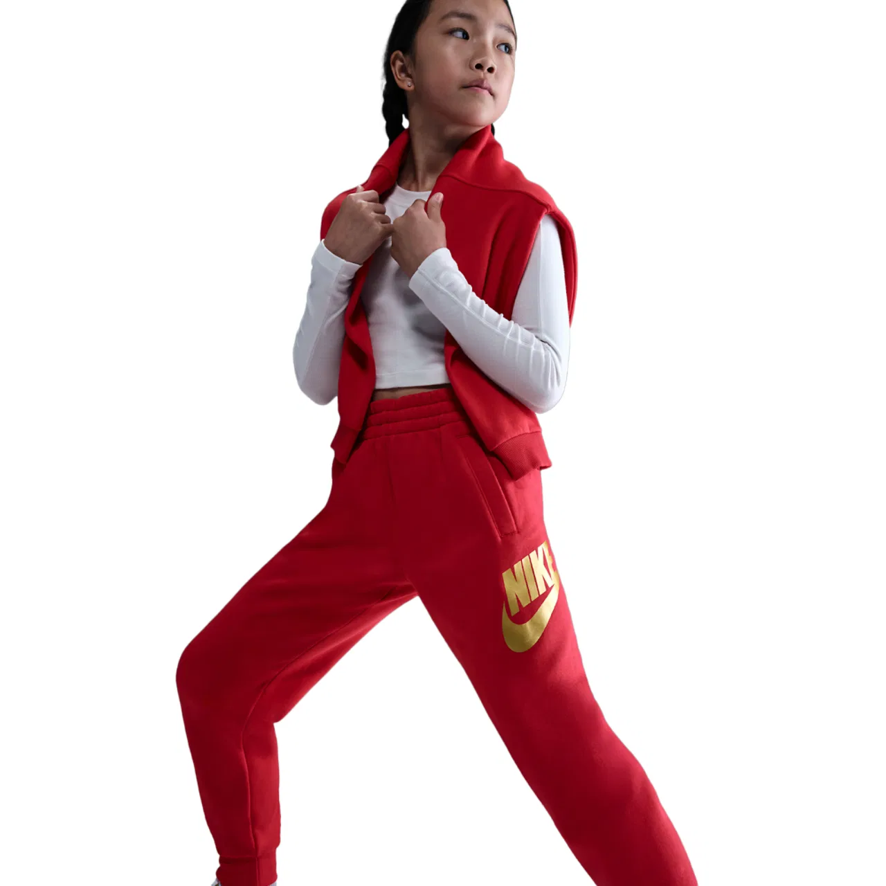 Спортивные брюки Club Fleece Nike, цвет Metallic Gold/University Red — фото 3