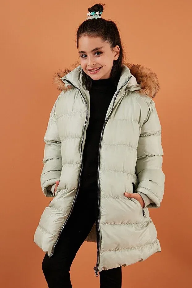 Детское зимнее пальто для девочек с капюшоном Lela, Green