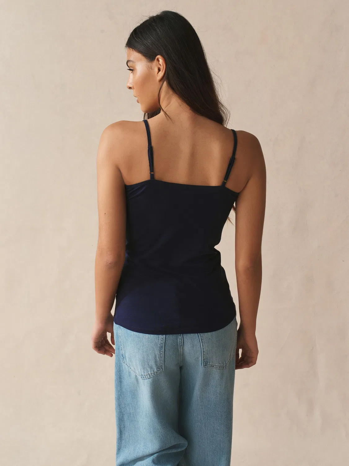 Топ на тонких бретелях, хлопковый стрейч Next, Navy Blue — фото 3
