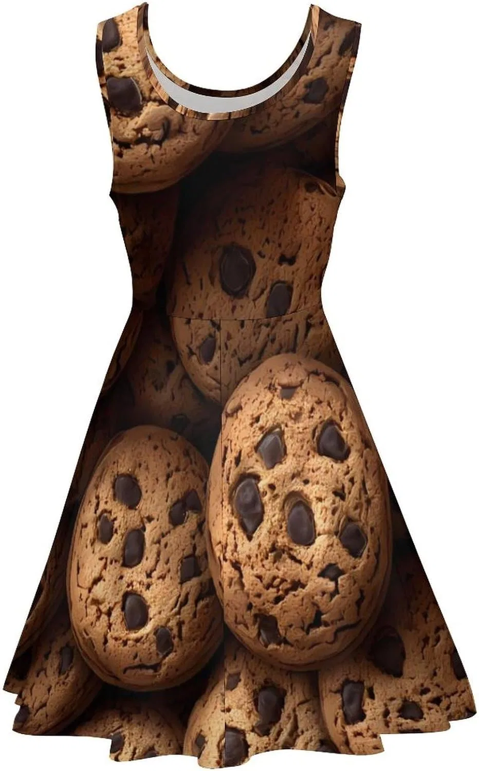 Женское летнее платье без рукавов с рюшами, Chocolate-Chips-Cookies — фото 4