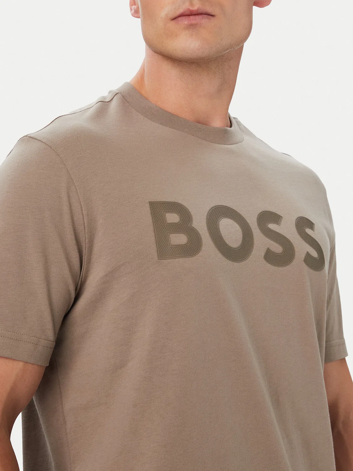 Мужская футболка стандартного кроя Structure Logo Boss, бежевый — фото 4