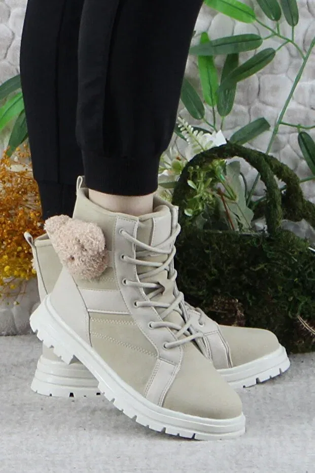 Детские ботинки для девочек с коротким каблуком Fort, Beige