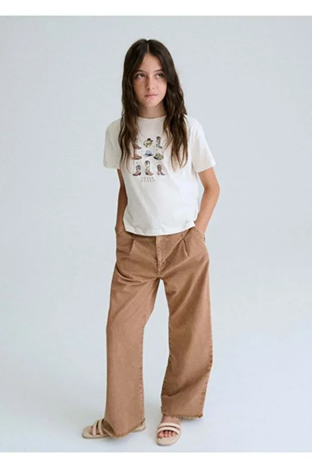Детская футболка для девочек с принтом Summer girl's printed tshirt Mayoral, Nude Color — фото 3