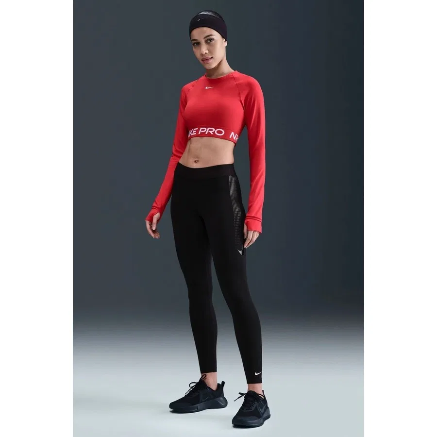 Женские спортивные леггинсы с графическим принтом Nike Pro 365 Mid Rise Dri-Fit, Черный — фото 4