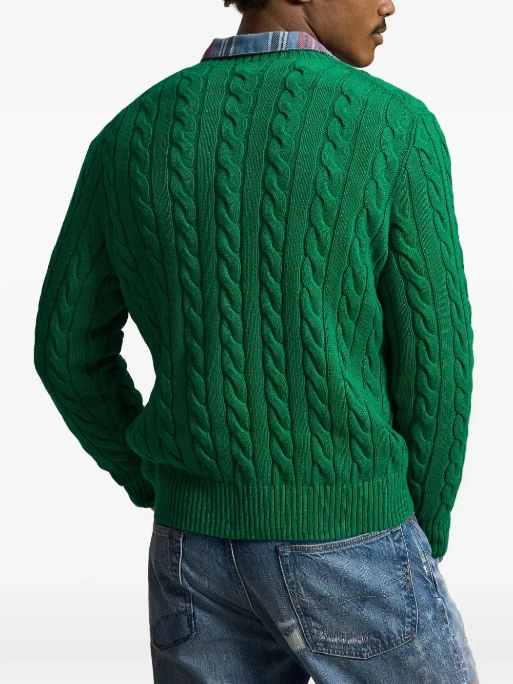 Вязаный свитер с вышивкой Pony Polo Ralph Lauren, зеленый — фото 4