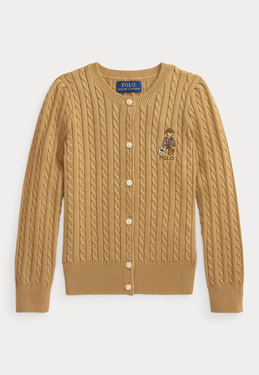 Кардиган Polo bear mini-cable из хлопка, размер 2-6 лет Polo Ralph Lauren, Berkshire Tan